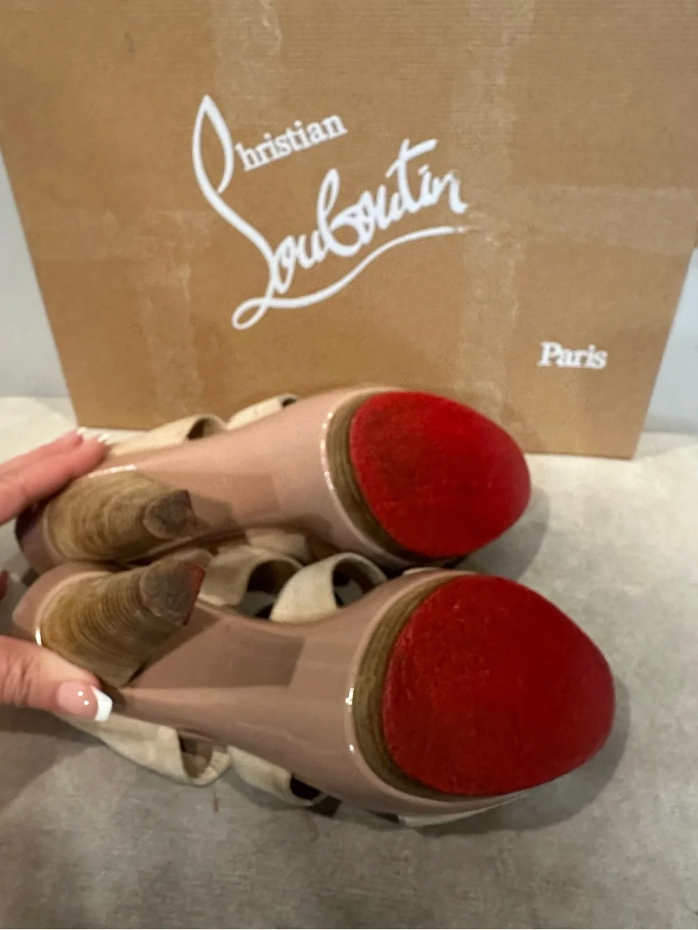Christian Louboutin Suede Strappy Platform Heels